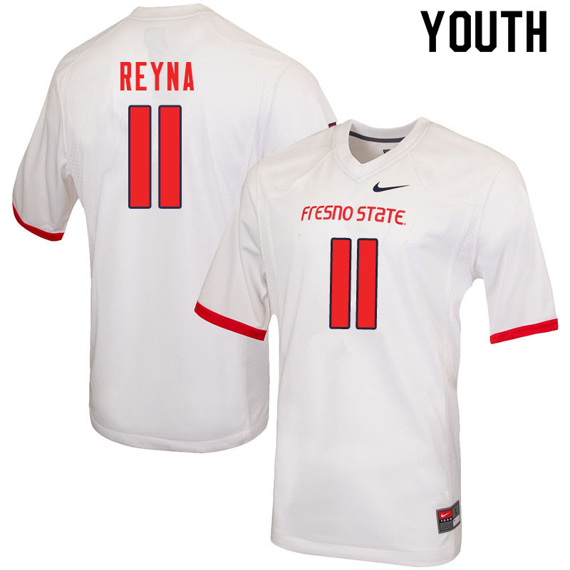 Youth #11 Jorge Reyna Fresno State Bulldogs College Football Jerseys Sale-White - Click Image to Close